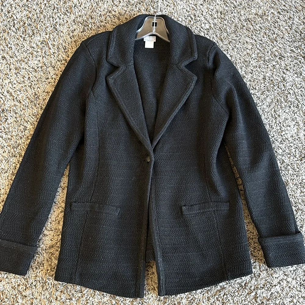 Chico’s  Relaxed Evening Holiday One Button‎ -Blazer in Black  M
